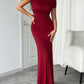 Devine Ruched Single Shoulder Short Sleeve Maxi Dress