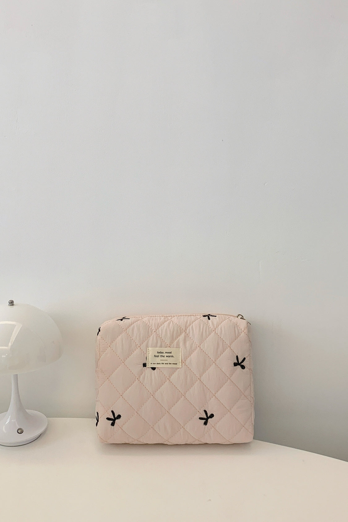 Bow Embroidered Quilted Storage Bag