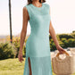 Slit Round Neck Sleeveless Sweater Dress