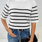 Striped Round Neck Half Sleeve Knit Top