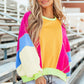Color Block Round Neck Long Sleeve Top