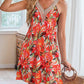 Lace Detail Printed V-Neck Sleeveless Dress