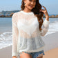 Heart Openwork Long Sleeve Cover-Up