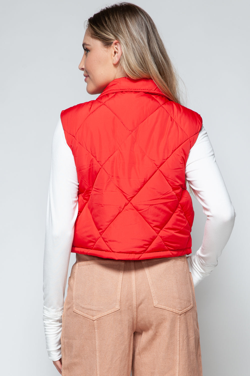 Snobbish Snap Down Quilted Crop Vest *