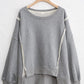 Exposed Seam High-Low Long Sleeve Sweatshirt