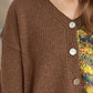 Contrast Button Up V-Neck Cropped Cardigan
