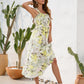 FULL SIZE Smocked Printed Square Neck Midi Dress