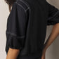 Contrast Stitches Detail Half Sleeve Blouse