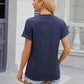 Decorative Button Notched Short Sleeve T-Shirt
