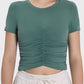 Ruched Round Neck Short Sleeve Active T-Shirt