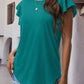 Full Size Ruffled Round Neck Cap Sleeve Blouse