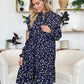 Double Take Full Size Printed Ruffle Hem Long Sleeve Dress