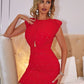 Cutout Ruched Round Neck Dress