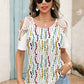 Lace Detail Round Neck Cold Shoulder Blouse