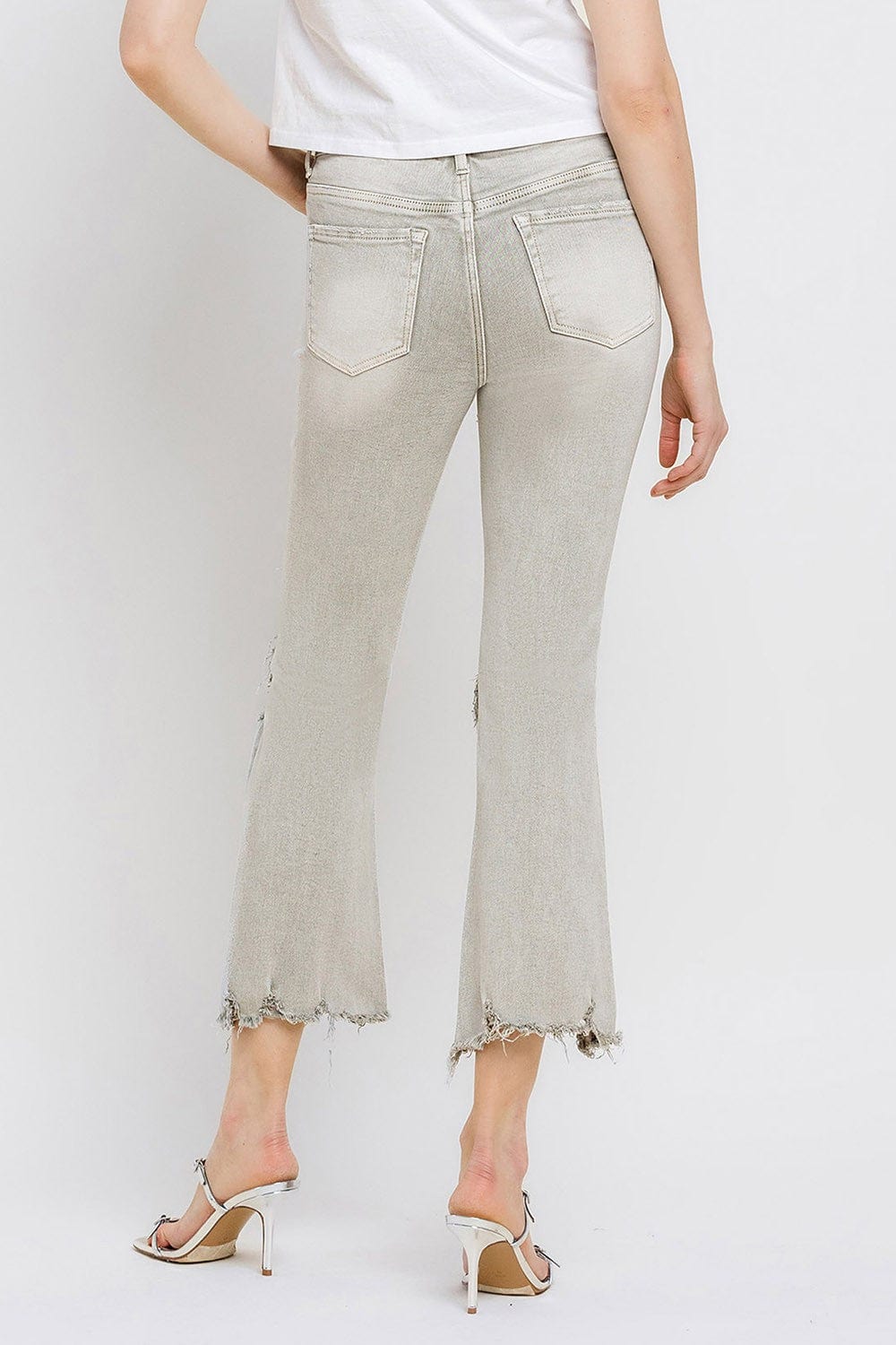 Lovervet Distressed Raw Hem Cropped Flare Jeans *