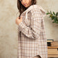 Drawstring Plaid Long Sleeve Hooded Jacket