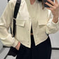 Pocketed Snap Down Baseball Collar Jacket