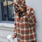 Plaid Button Up Long Sleeve Hooded Jacket