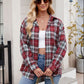 Pocketed Plaid Collared Neck Long Sleeve Shirt