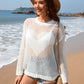 Heart Openwork Long Sleeve Cover-Up