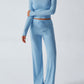 Devine Round Neck Long Sleeve Top and Drawstring Pants Set