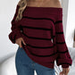 Striped Off-Shoulder Long Sleeve Sweater