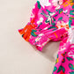 Printed Notched Short Sleeve Blouse