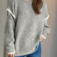 Contrast Trim Round Neck Dropped Shoulder Sweater