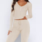 V-Neck Long Sleeve Top and Pants Set