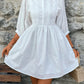 Lace Detail Half Button Three-Quarter Sleeve Dress