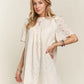 ADORA Ruffled Eyelet Round Neck Dress