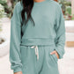 Ribbed Round Neck Long Sleeve Top and Shorts Set