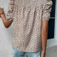 Smocked Animal Print Puff Sleeve Blouse