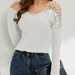 Rhinestone Cutout Long Sleeve T-Shirt