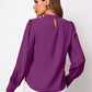 Ruched Mock Neck Long Sleeve Blouse