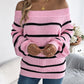 Striped Off-Shoulder Long Sleeve Sweater