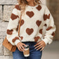 Full Size Fuzzy Heart Dropped Shoulder Sweatshirt