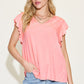 Basic Bae Full Size Bamboo Notched Ruffled Short Sleeve T-Shirt