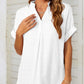 Mandy Side Slit Notched Short Sleeve Blouse