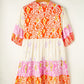 Plus Size Printed Notched Half Sleeve Dress