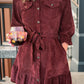 Tied Button Up Ruffle Hem Dress