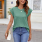 Textured Round Neck Cap Sleeve T-Shirt