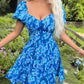 Tied Smocked Printed Short Sleeve Dress
