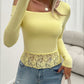 Single Shoulder Long Sleeve Lace T-Shirt
