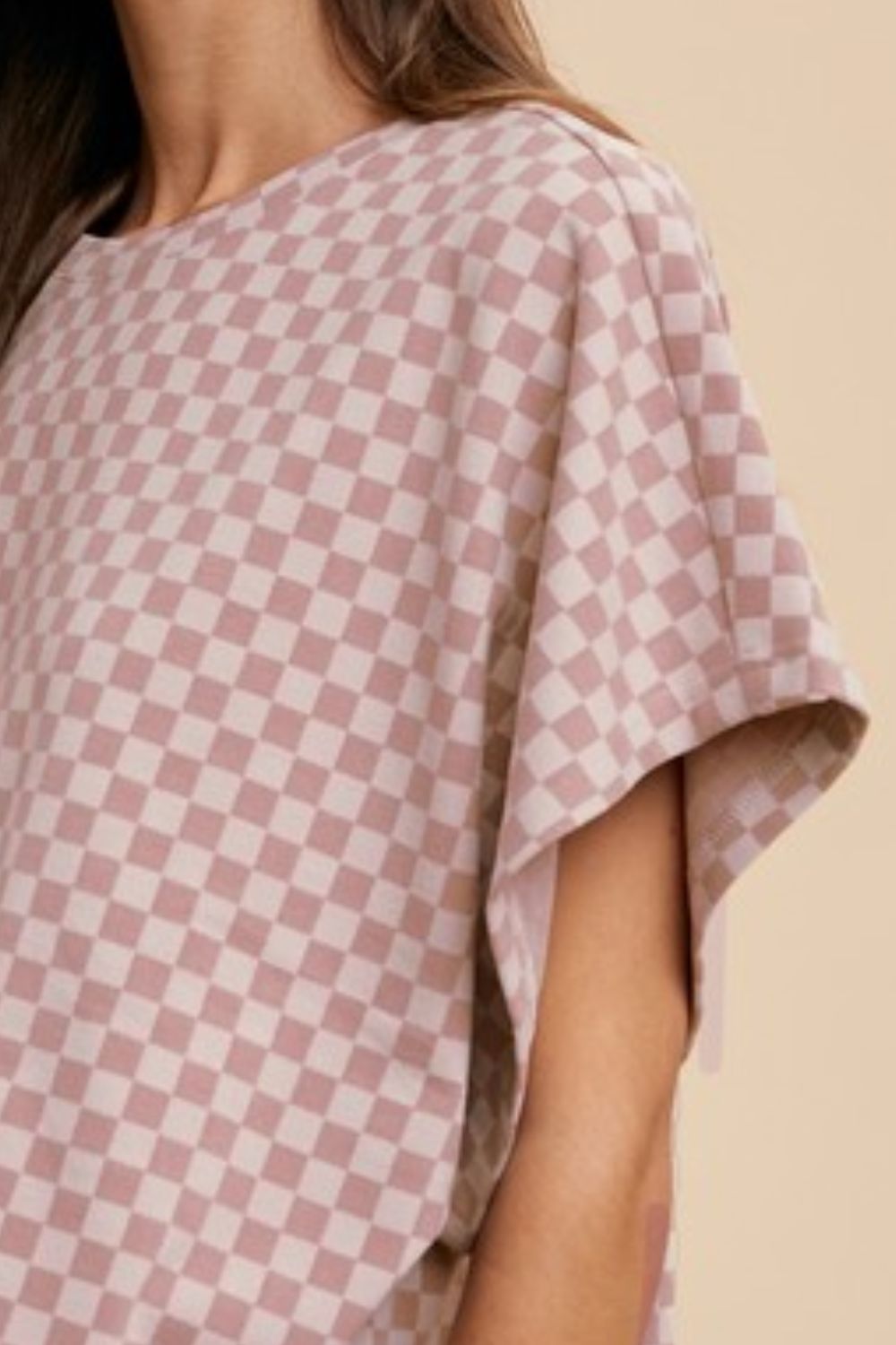 Annie Wear Checkered Round Neck Short Sleeve T-Shirt