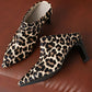 PU Leather Leopard Point Toe Pumps