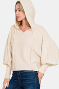 Zenana Brushed Hacci Drop Shoulder Cropped Hoodie *