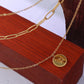 18K Gold-Plated Three-Layered Engraved Necklace