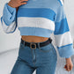 Color Block Round Neck Cropped Sweater
