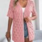 Openwork Open Front Short Sleeve Cardigan